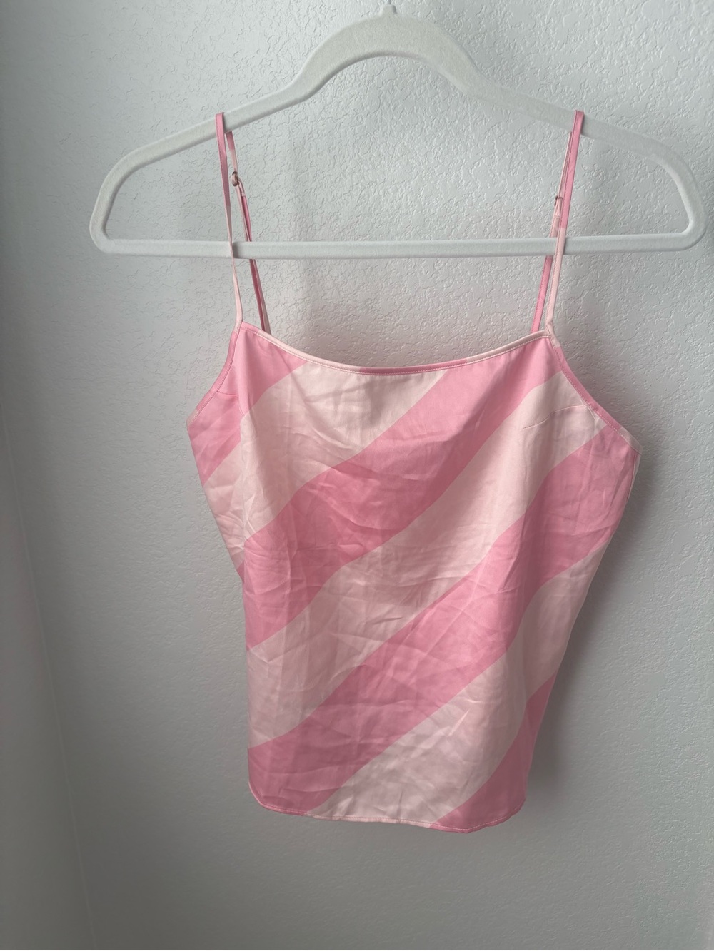 Victoria's Secret Pink Diagonal Stripe Satin Cami